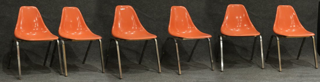 Six [6] Vintage Mid-Century ORANGE SHELL CHAIRS (1 of 4)