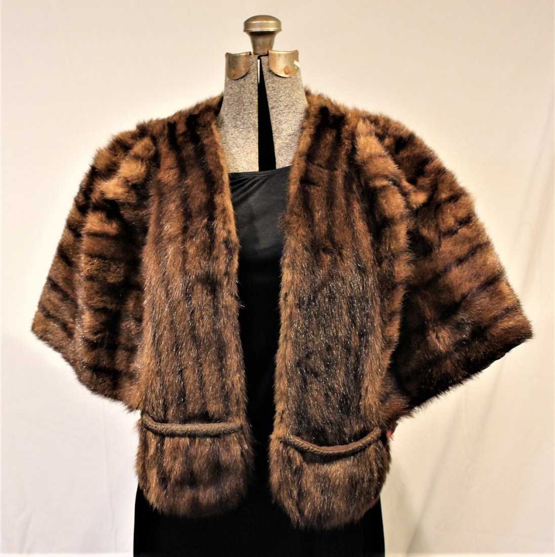 Mink Stole With Pockets: MINK STOLE With Pockets; Size 16 in. length, 53 in. hand to hand.