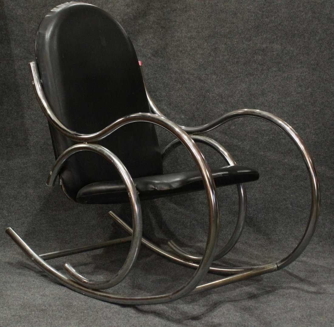 Thonet Baughman Style Mid-Century Chrome Rocking Chair. (1 of 6)
