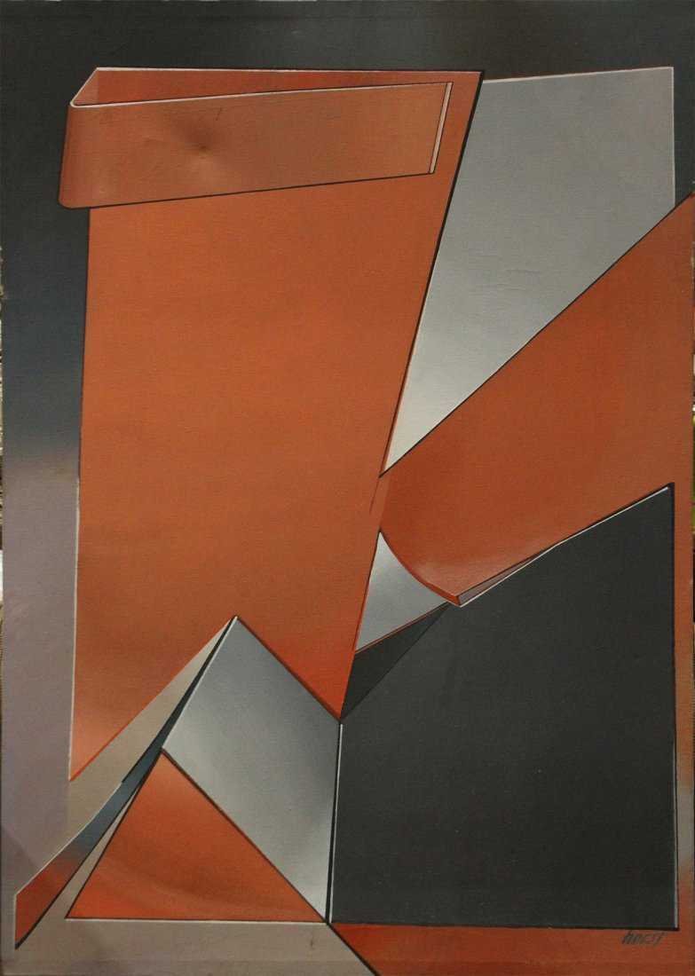 R Horst, Large Mid-Century Abstract "Slipped Triangle" (1 of 4)