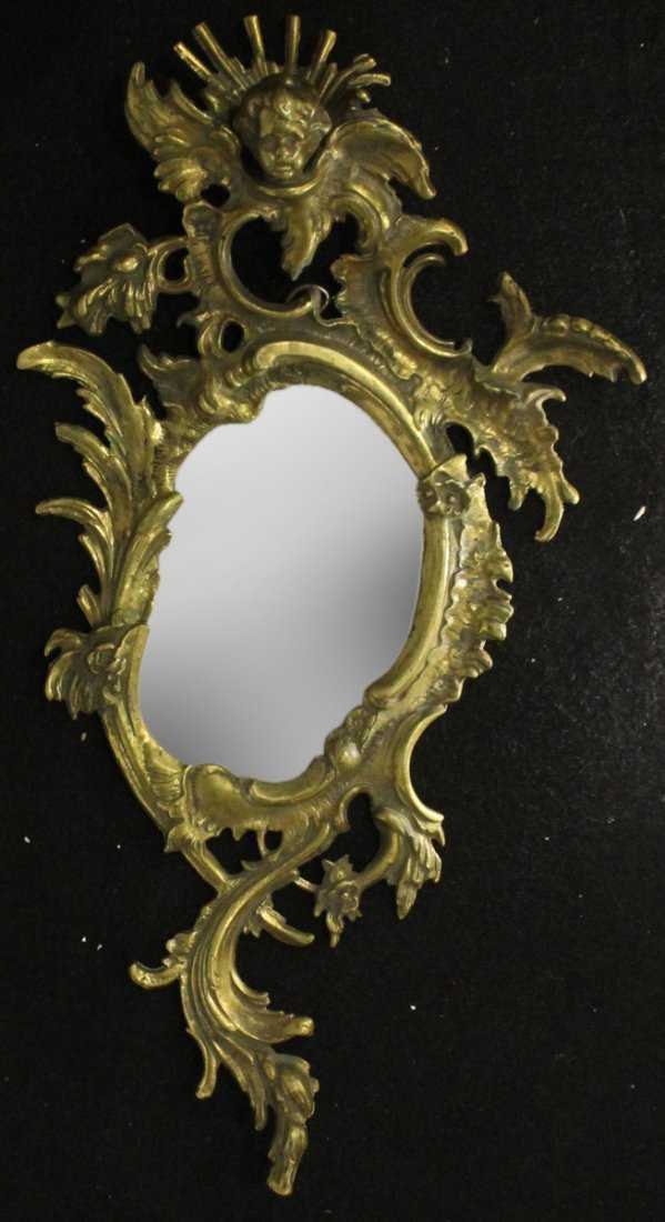 French Victorian Rococo Revival Brass Wall Mirror (1 of 8)