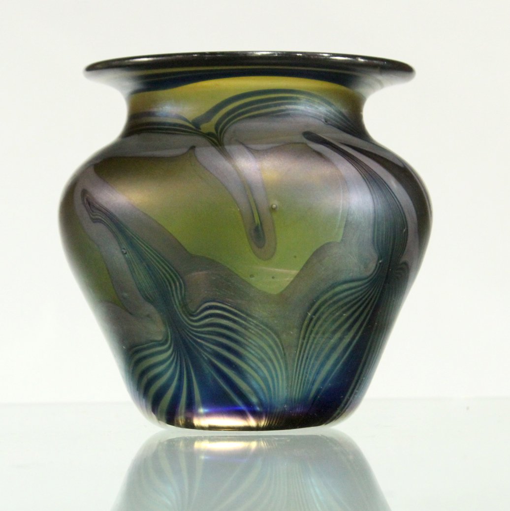 Roland R. Correia Studio Art Glass Vase Pulled Feather (1 of 5)