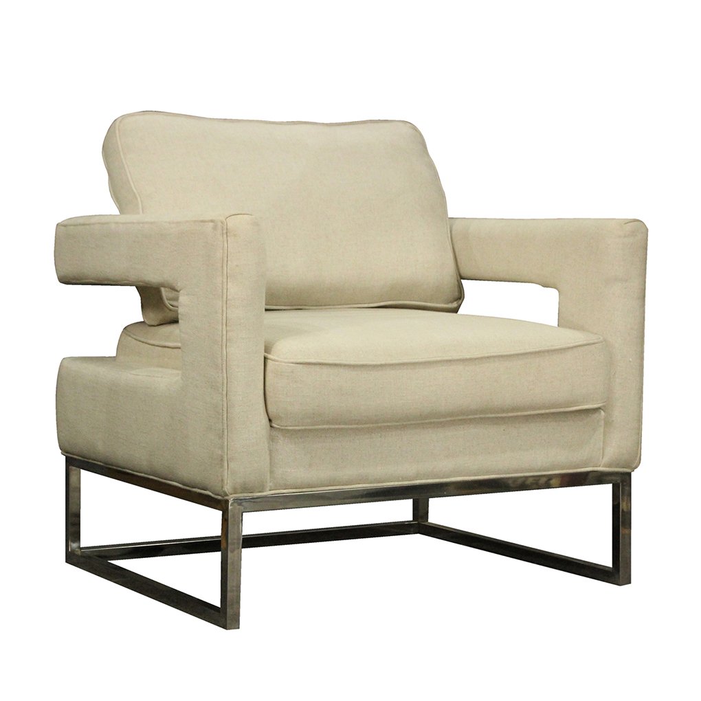 Mid-Century Modern Open Sides Cube Chair on Chrome Base (1 of 7)