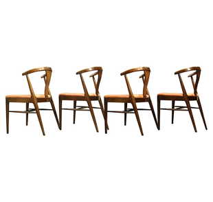 Vintage Mid Century Modern Furniture For Antique Four 4 Hans Wegner Style Curved Back Dining Chairs