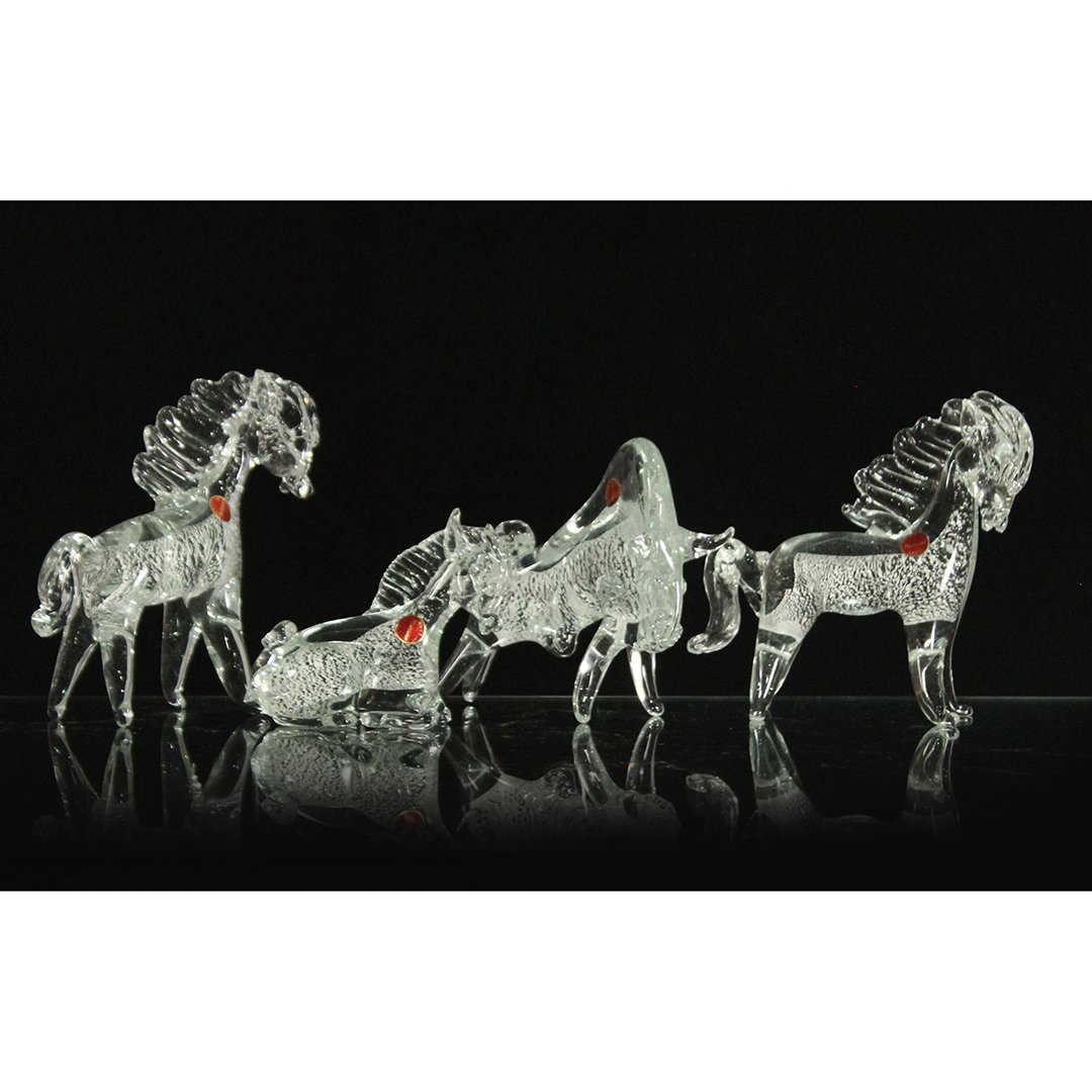 Four [4] Murano Art Glass Horses [3] & Mountain Goat (1 of 10)