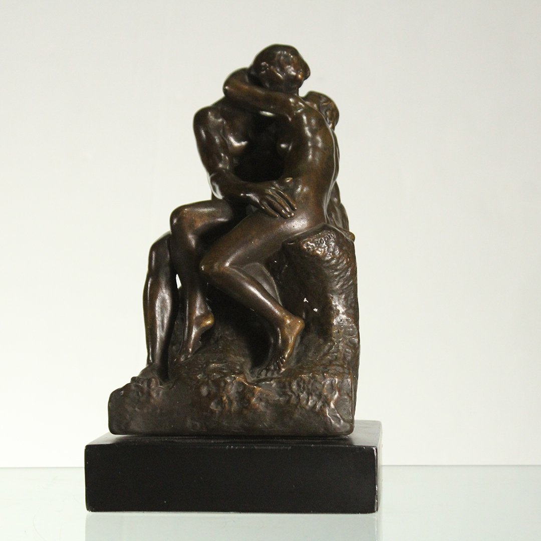 Rodin, Lover's "The Kiss", Bronzed Patina Sculpture