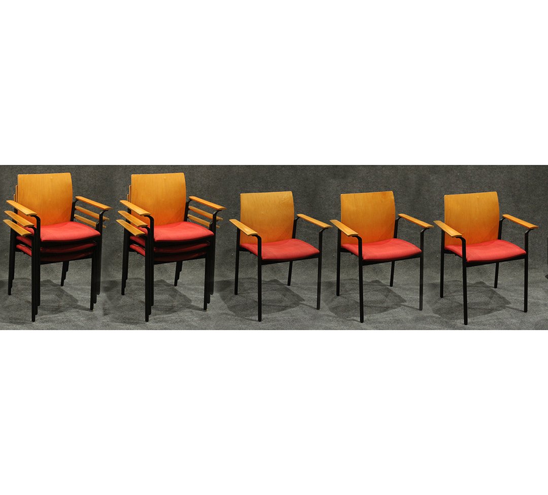 Ten [10] Steelcase Ply Back Stackable Arm Chairs (1 of 8)