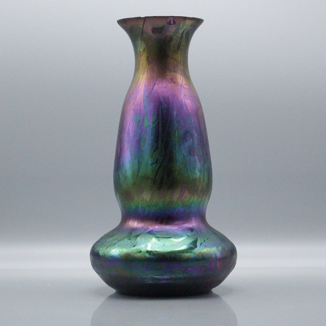 Loetz Style Purple Green Art Glass Vase (1 of 8)