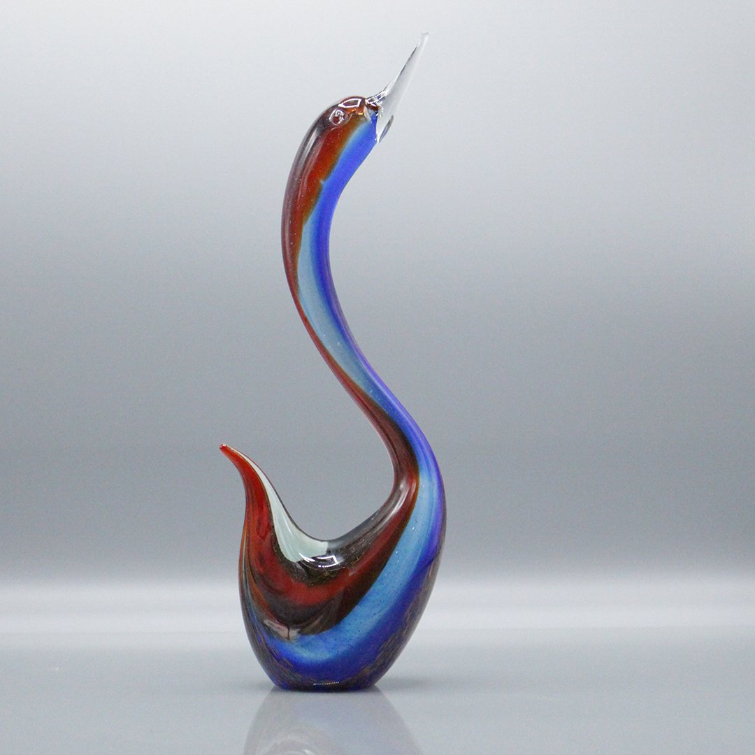 Murano Glass Swan Internal Multi Color And Gold Dust