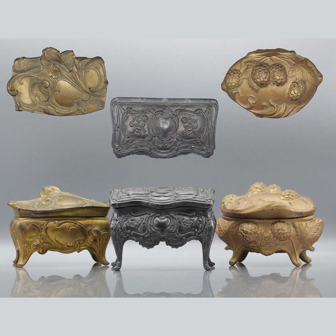 Three Cast Metal French Covered Trinket Boxes on Legs (1 of 13)