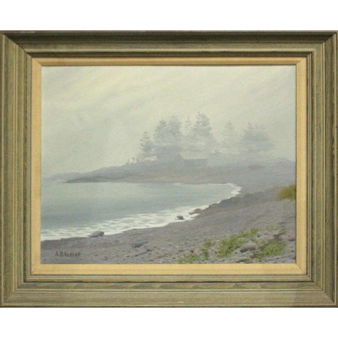 A. R. Albert, Oil on Canvas Sandy Coastal Cove Seascape (1 of 4)