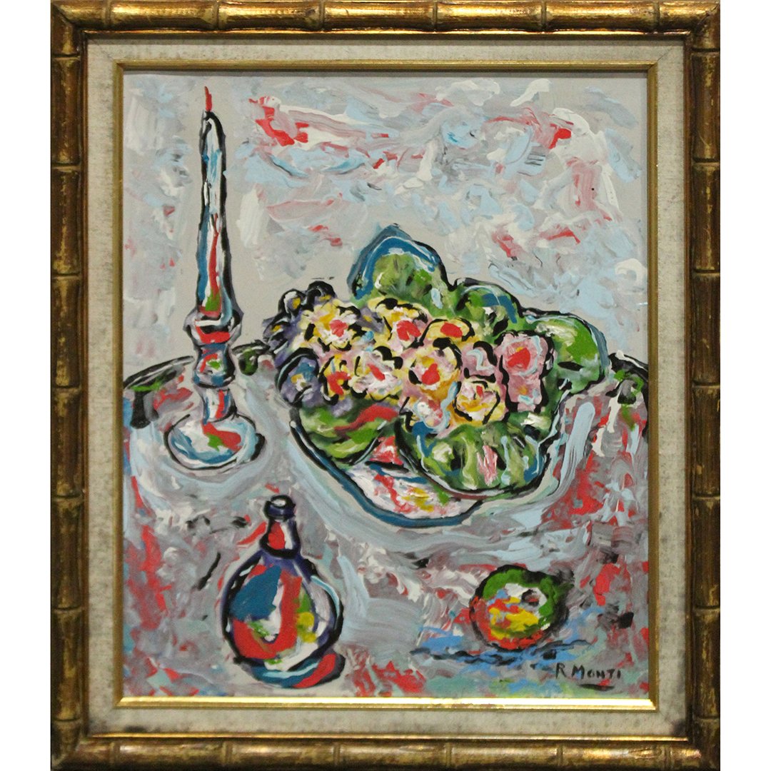 R. Monti, Mid-Century Table Top Still Life Bowl Fruit (1 of 4)