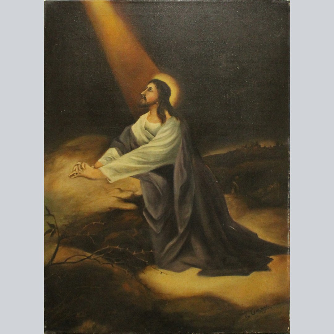 S. Graham 1922; Religious Oil/c, Man Looking Upward (1 of 3)