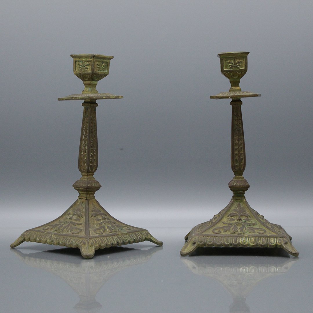 Two [2] Cast Bronze Victorian Moorish Candlesticks (1 of 5)