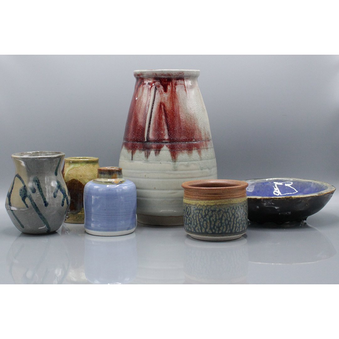 Six [6] Assorted Studio Art Pottery Vases & Bowl (1 of 13)