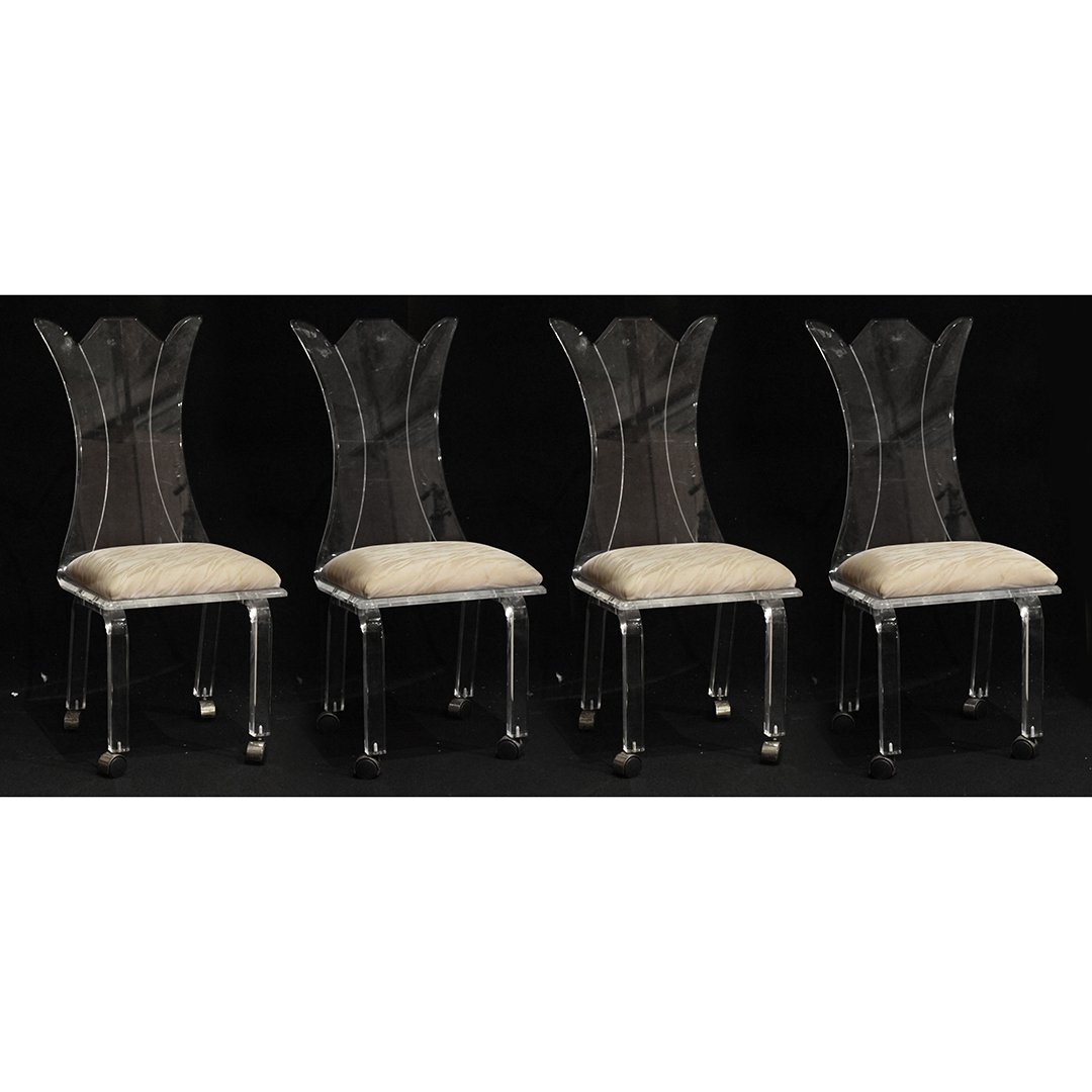 Four Mid-Century Modern High Back Lucite Dining Chairs (1 of 7)