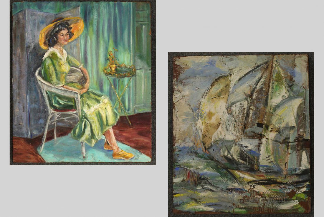 Mid-Century Modern Double Sided Painting on Board (1 of 5)