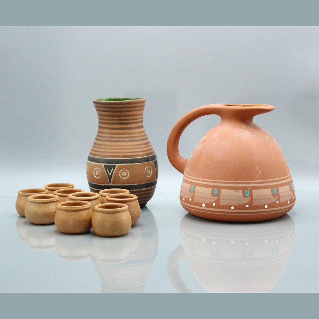 Eleven [11] Piece Grouping Decorated Indian Pottery (1 of 4)