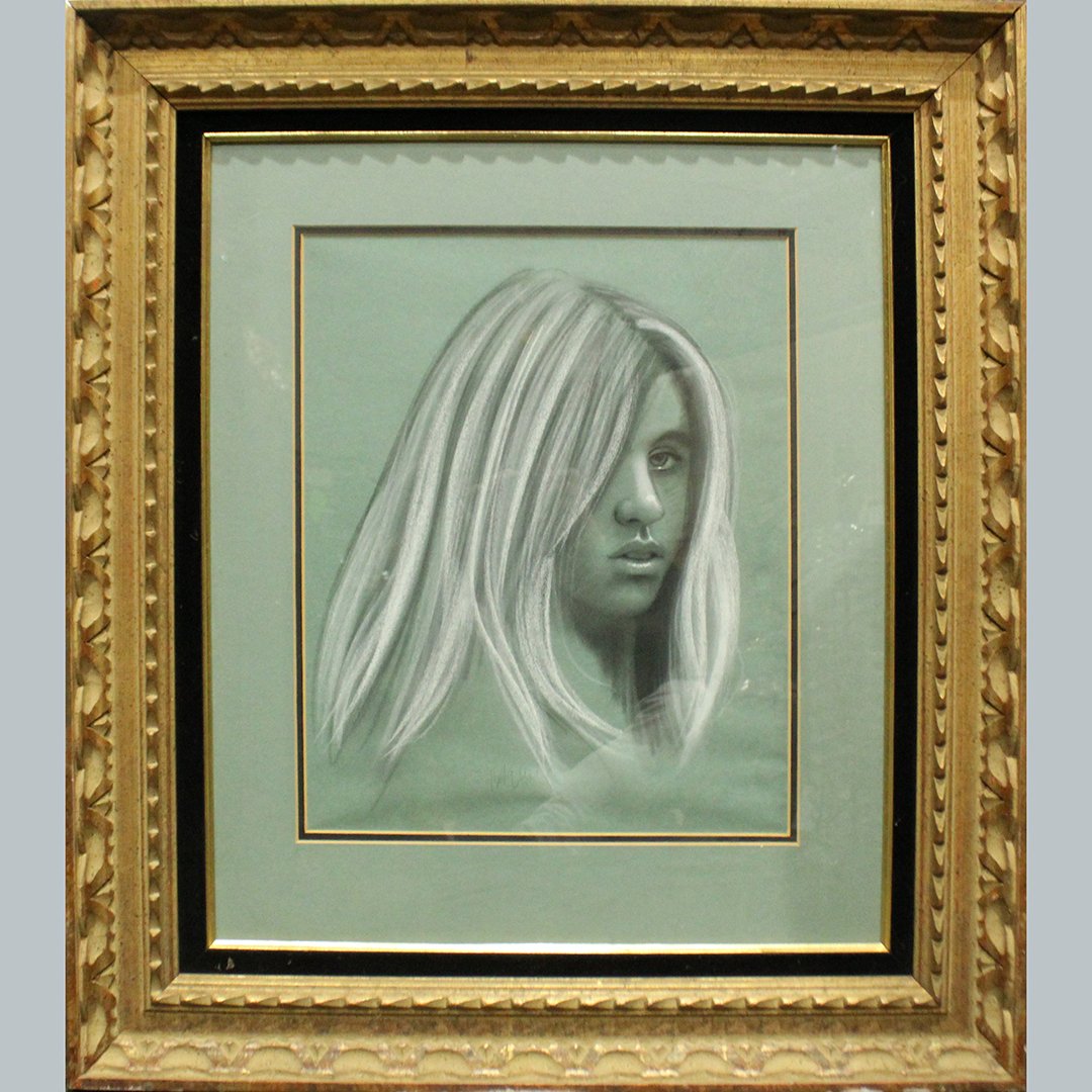 MAURER, Graphite Pencil Drawing Portrait Young Girl (1 of 4)