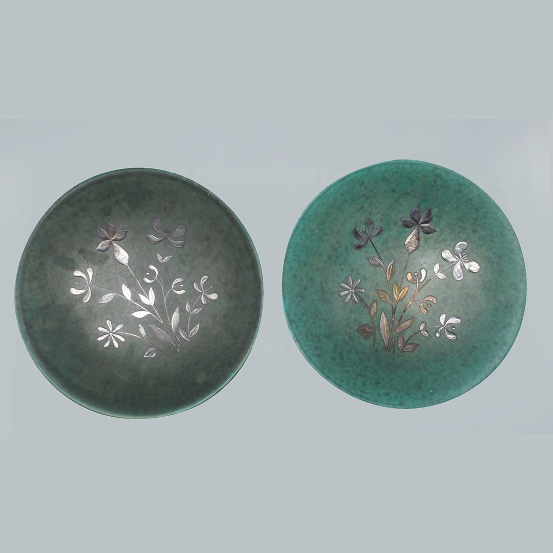 Two [2] Gustavsberg Argenta Sweden Plates Silver Floral (1 of 3)