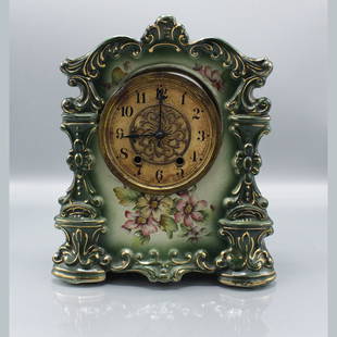 Waterbury Clock Co. Parlor No. 93 Porcelain Case Clock: Waterbury Clock Co. Parlor No. 93 Porcelain Case Clock. The case is good, the mechanism is loose and needs restoration to tighten in the case. Original label on back of clock case: Waterbury Clock