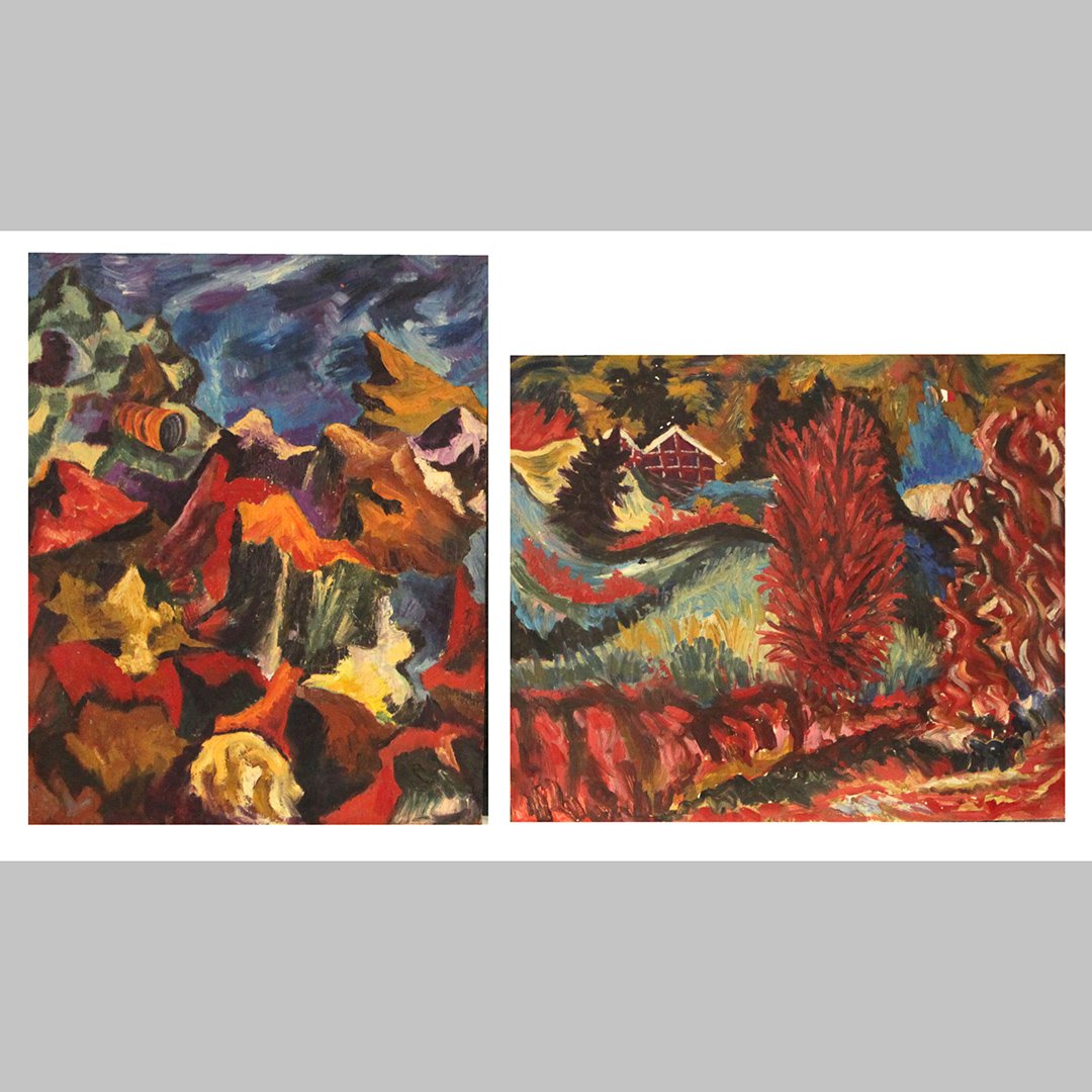 Two Mid-Century Modern Rocky Mountains Mining Paintings (1 of 5)