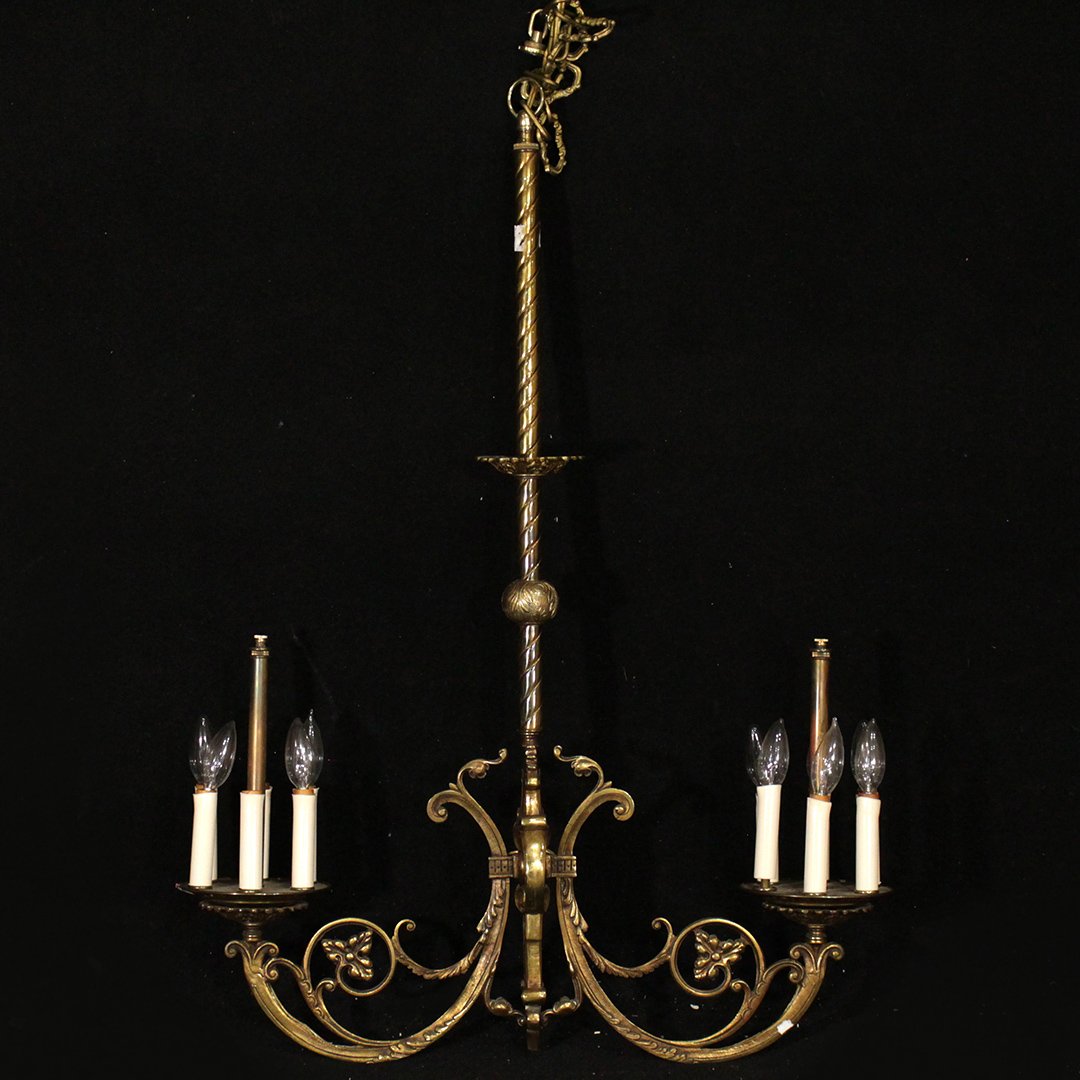 Antique Brass Continental Two Arm Hanging Chandelier (1 of 5)