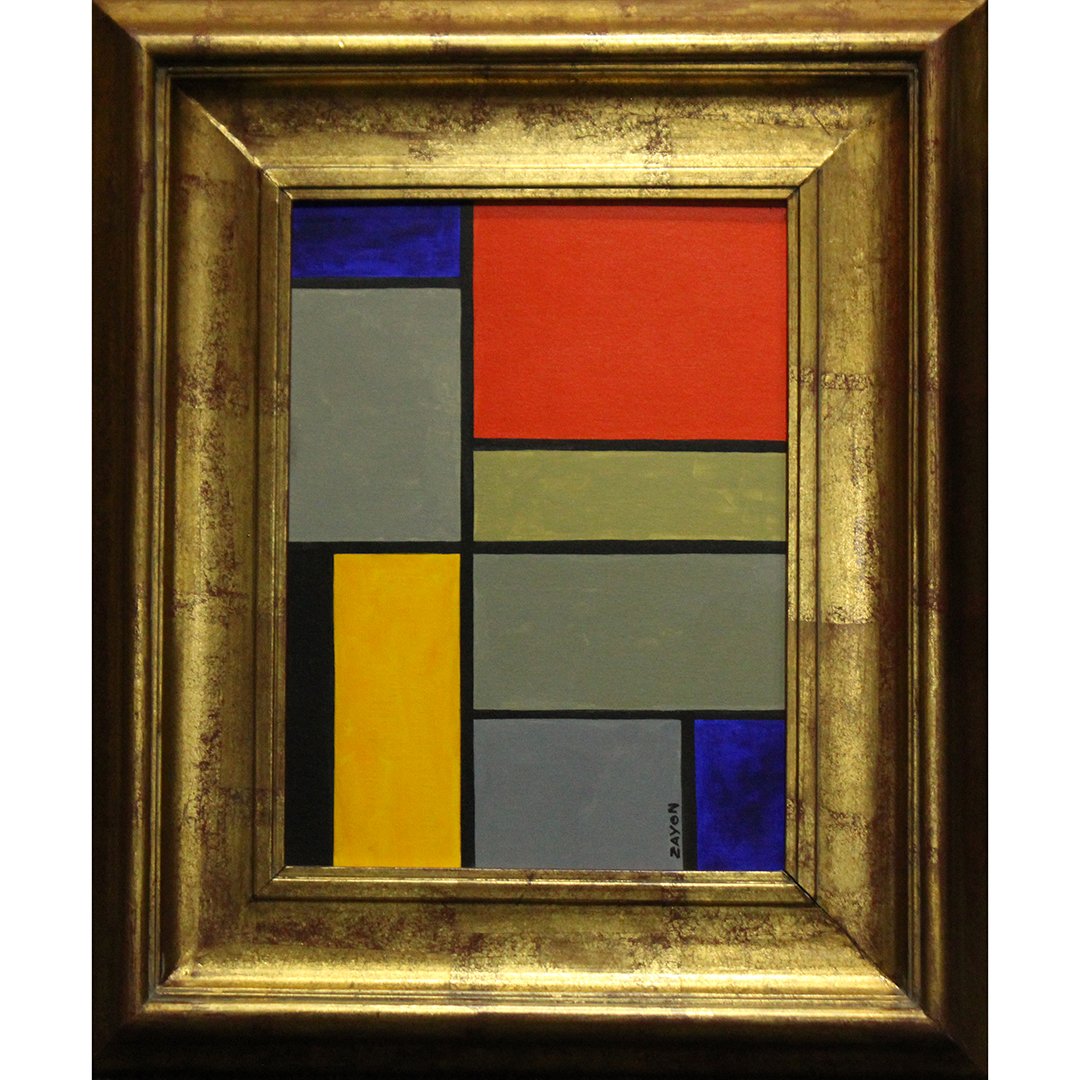 Seymour Zayon, Mid-Century Geometric Abstract Oil/b (1 of 5)
