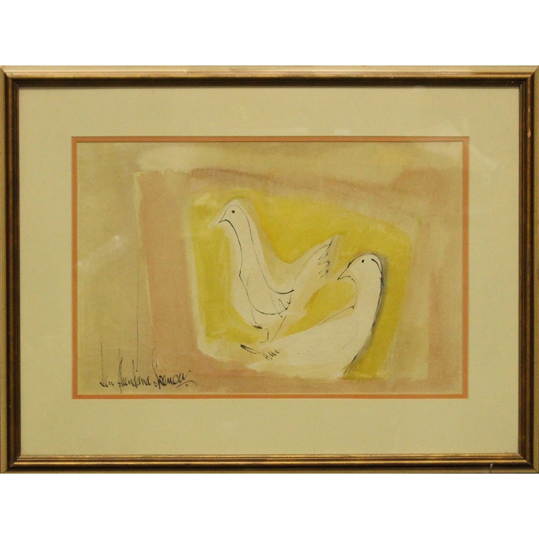 Kenneth Abendana Spencer  (1929 - 2005) w/c White Doves (1 of 5)