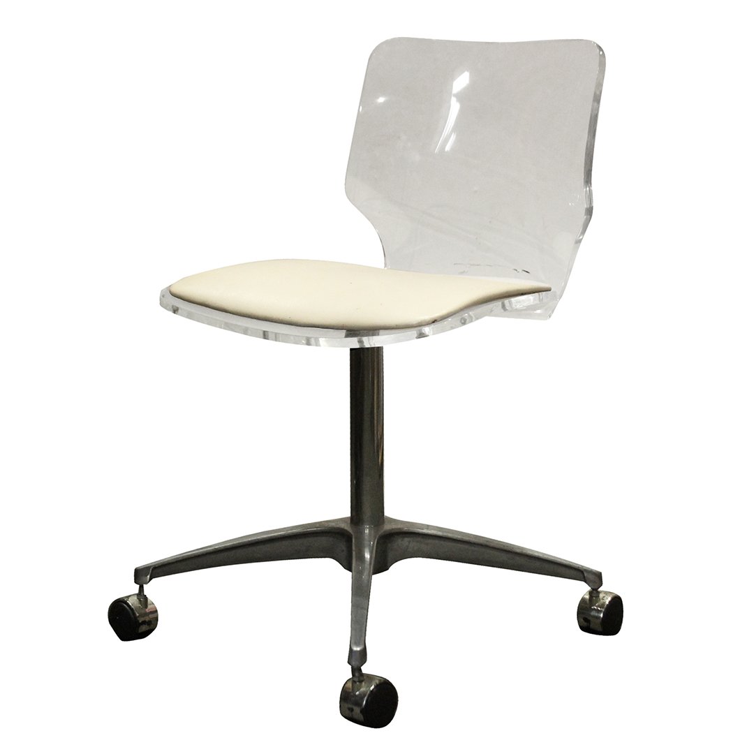Mid-Century Modern Lucite Swivel Chair Aluminum Base (1 of 3)