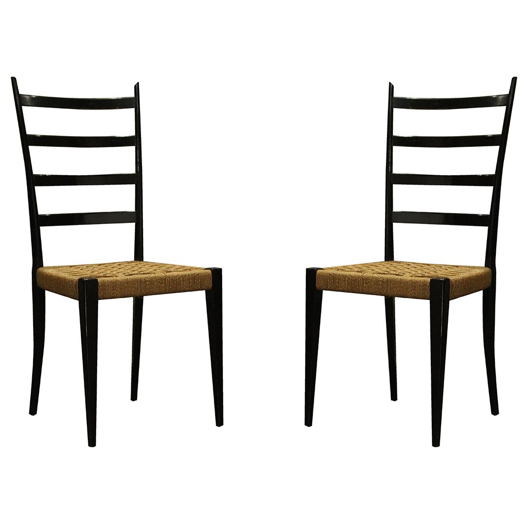 Two [2] Italian Gio Ponti Black Ladder Back Chairs (1 of 4)