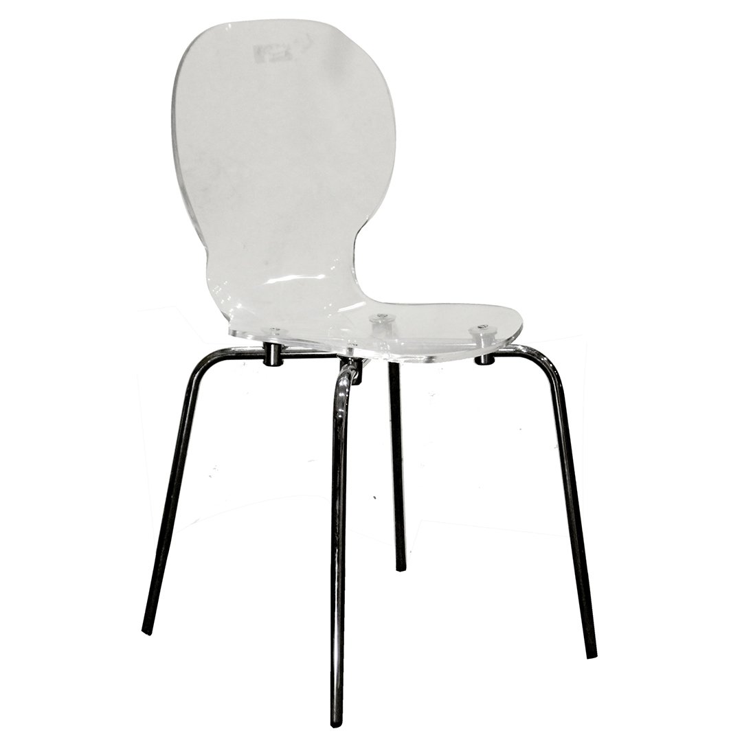 Clear Lucite Molded Modern Design Chair Chrome Legs (1 of 3)