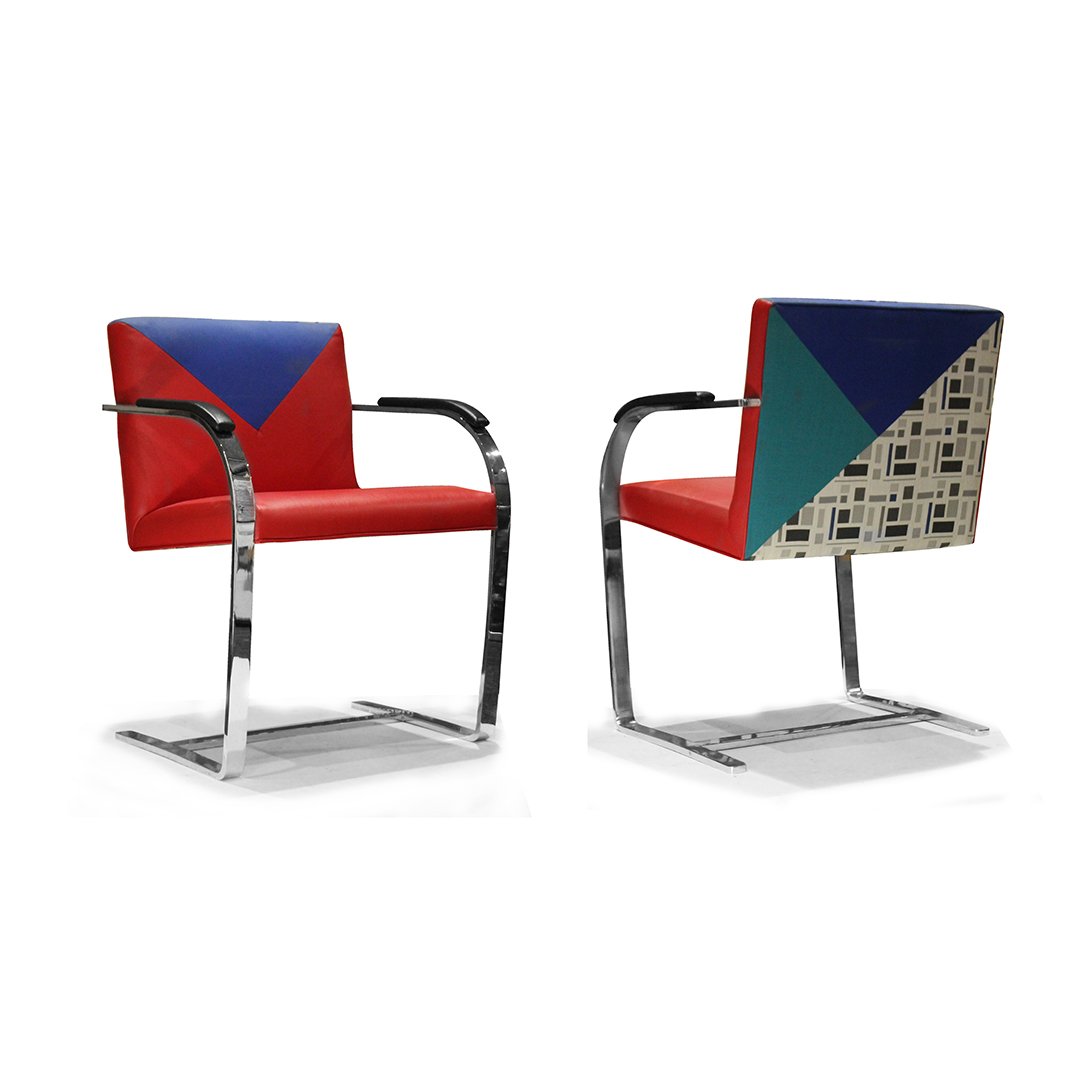 Two [2] Brno Chrome Flat Bar Chairs Modern Upholstery (1 of 6)
