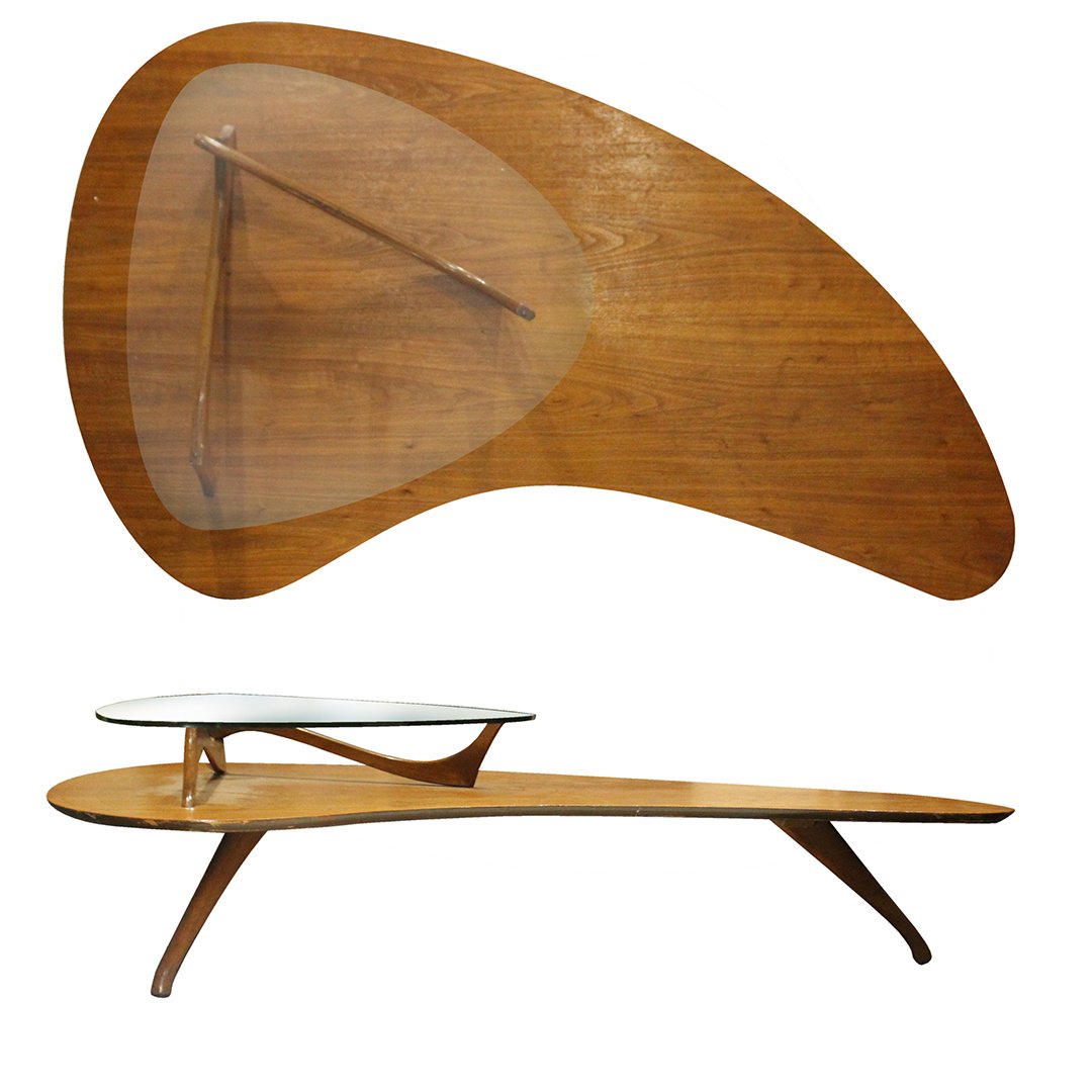 Mid-Century Modern Boomerang Coffee Table Glass Tier (1 of 9)