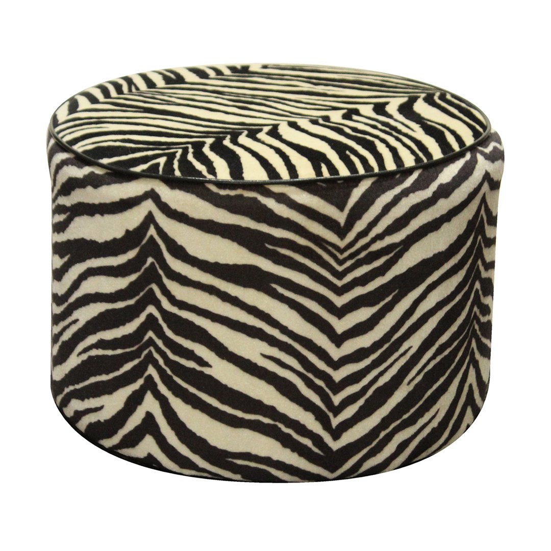 Zebra Pattern Upholstered Round Ottoman - Clean (1 of 2)