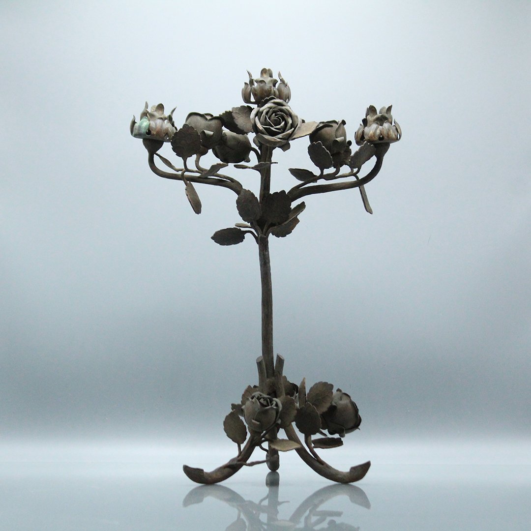 French Tole Ware Bouquet of Roses Candelabra (1 of 5)