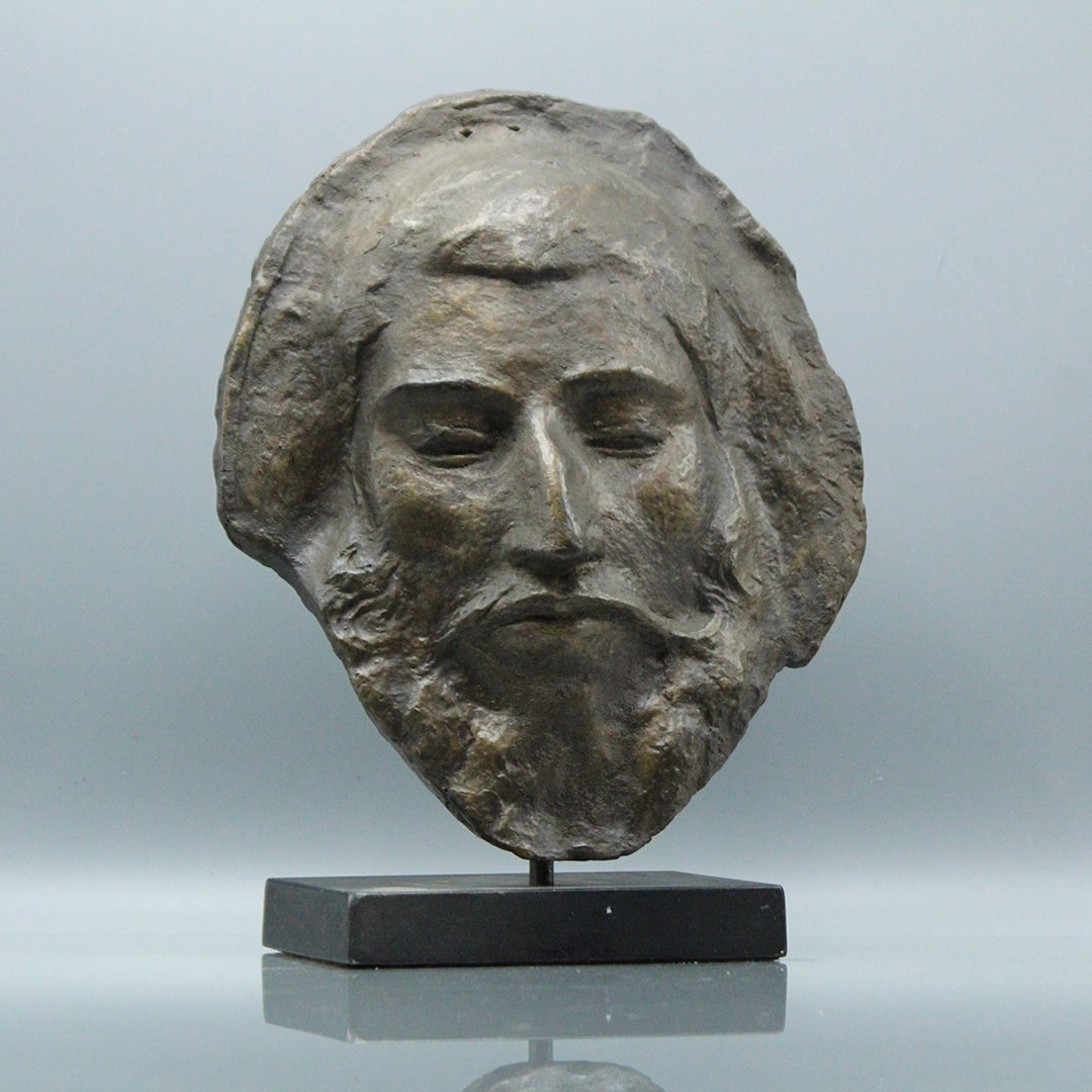 Bronze Full Face Sculpture Mounted on Stand Base (1 of 4)