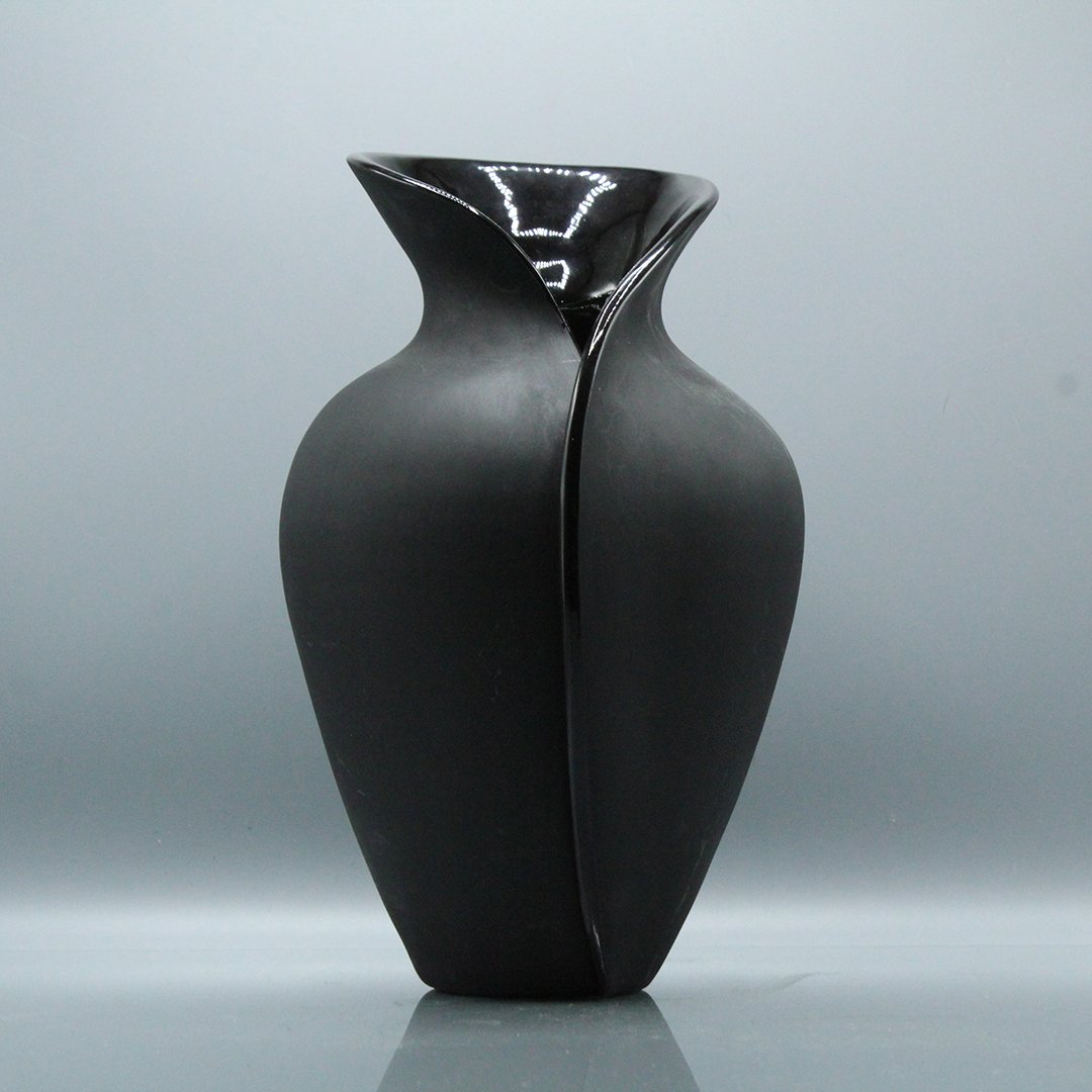 Modern Design Black Glaze Studio Pottery Vase Signed (1 of 4)