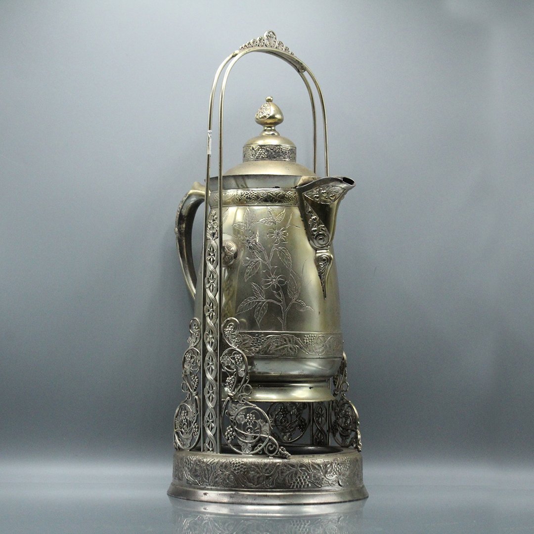 Pairpoint 1890 Victorian Silver Plate Cradle Coffee Pot (1 of 12)