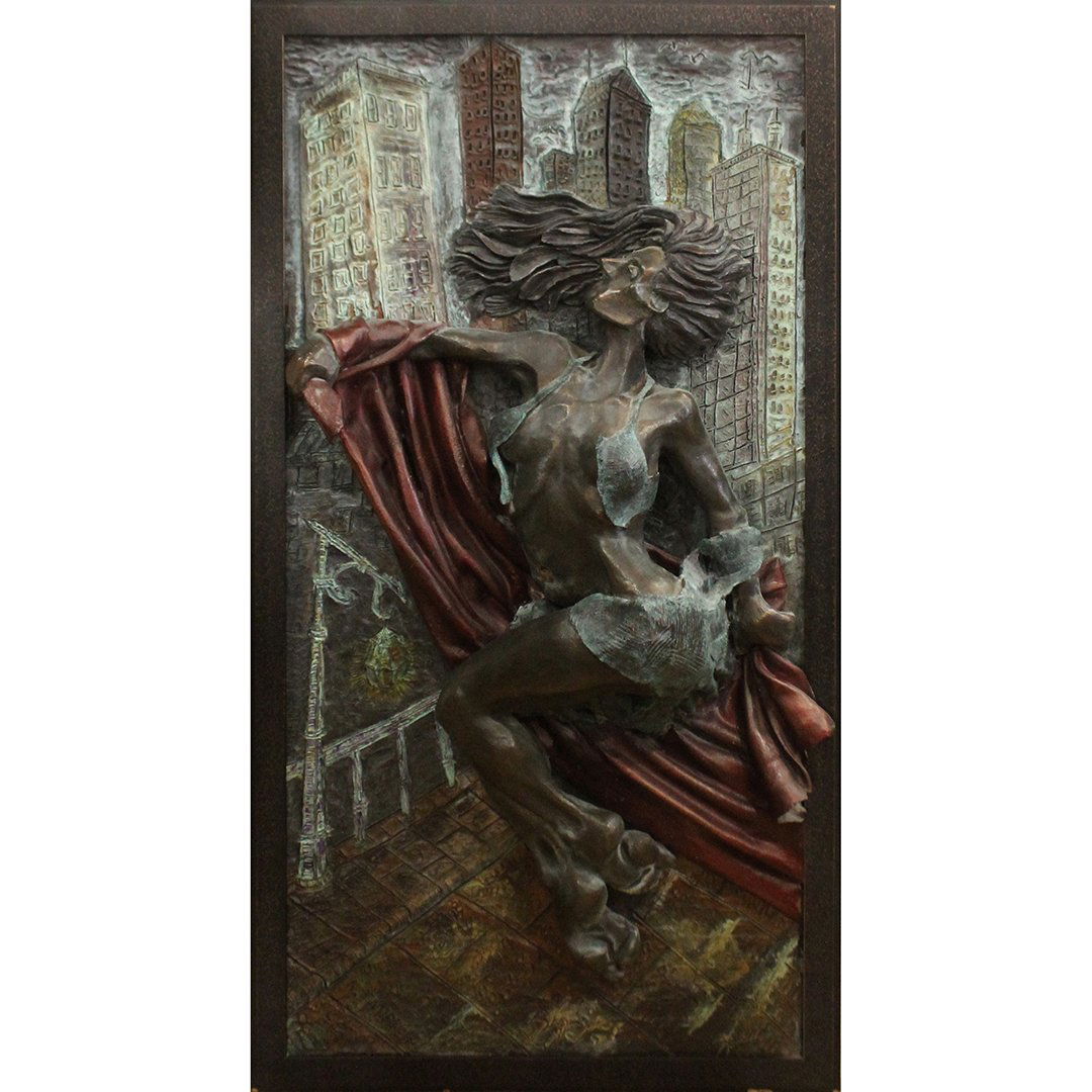 A Talmor Large Bronze Relief Sculpture Woman Skyscraper (1 of 7)