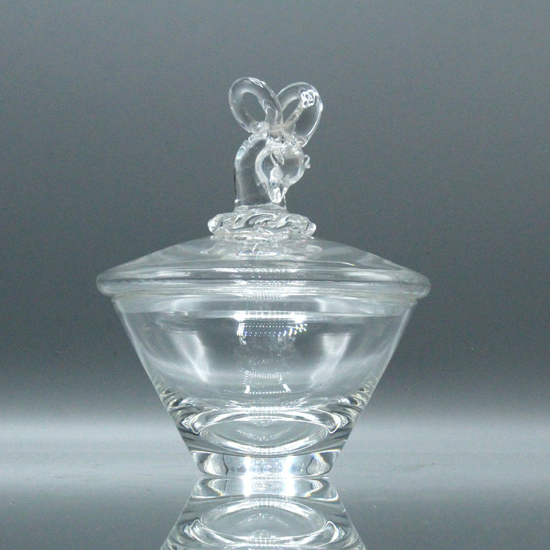 Steuben Signed Covered Candy Jar Gazelle Finial Top (1 of 5)