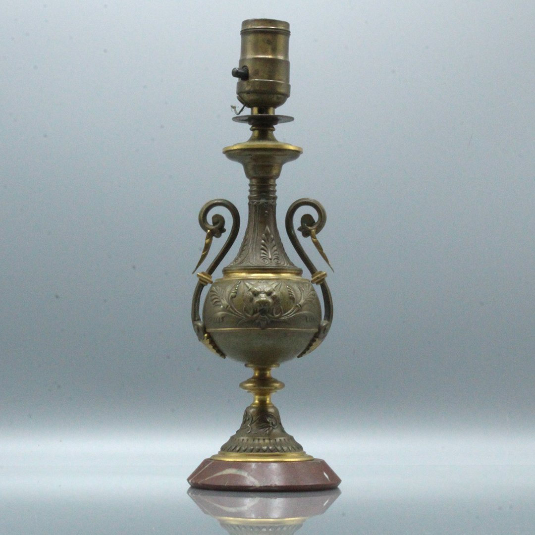 Victorian Renaissance Bronze Table Lamp with Lion Head (1 of 5)