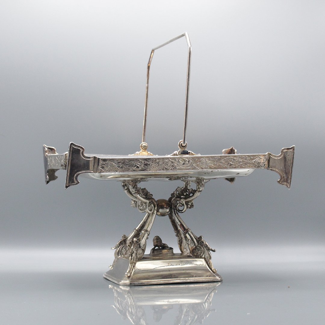 Antique Continental Silver Plate Basket w/ Lion Figure (1 of 12)