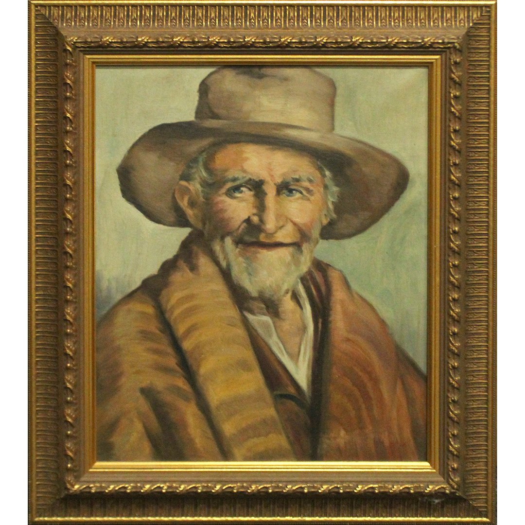 Portrait of Older Gentleman Wearing a Hat Oil Painting: Portrait of Older Gentleman Wearing a Hat Oil Painting. Unsigned, framed. Size: 20 x 16 , outside of frame 26.5 x 22