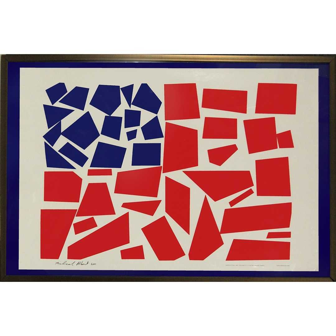 Michael Albert 2001 Signed Poster American Flag, Framed (1 of 3)