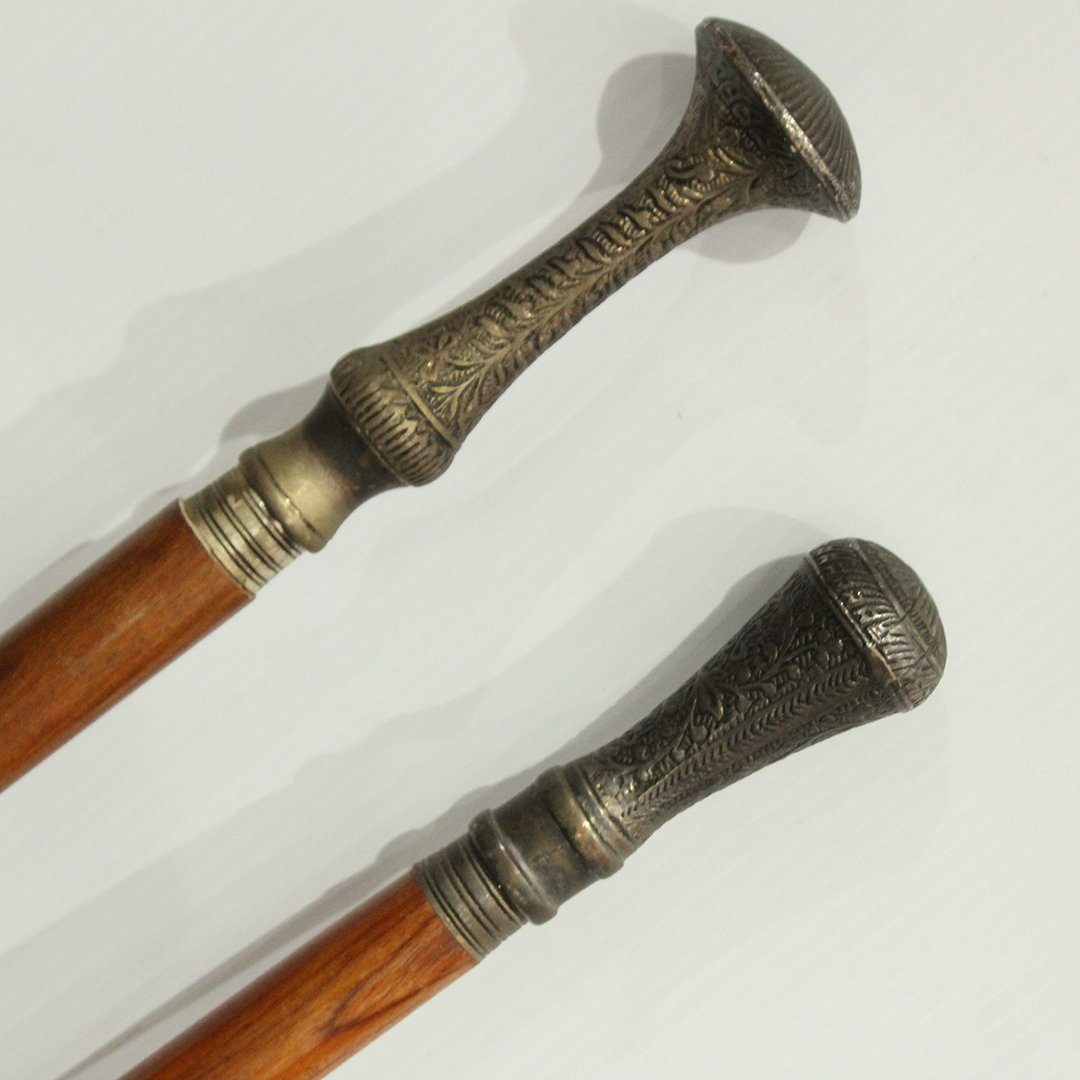 Two [2] Silver Plate Top Handle Walking Stick Canes (1 of 9)