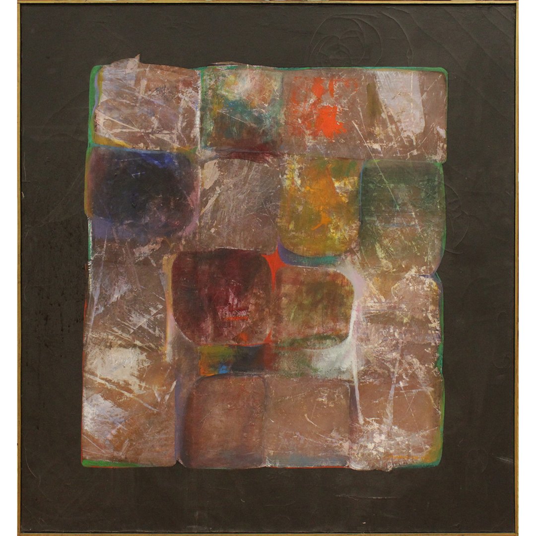 Large Mid-Century Modern Abstract Composition Oil/c (1 of 2)