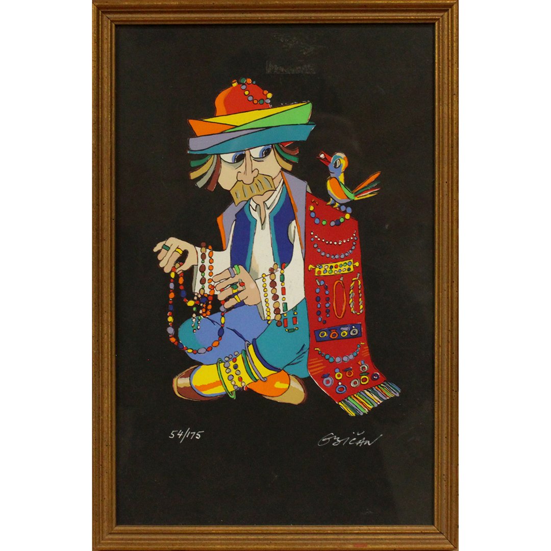 Jovan Obican, Color Litho 54/175 Jewelry Merchant, Bird (1 of 3)