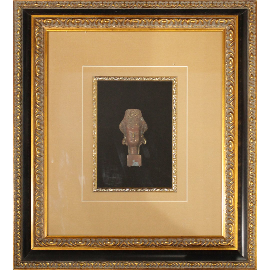 Unique Bronze Chinese Buddha Head in Museum Framing (1 of 2)