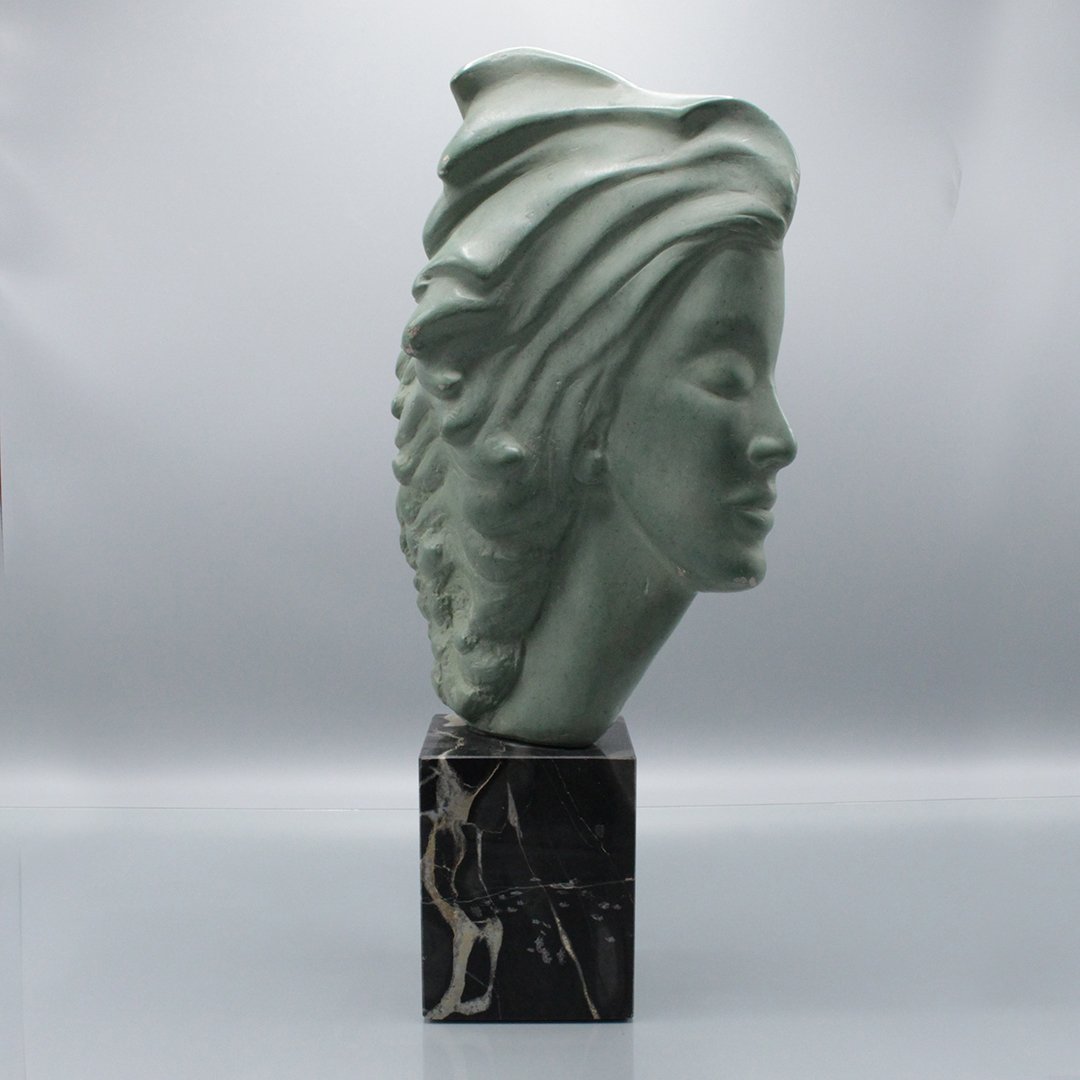 Mid-Century Marble Sculpture Portrait of Young Girl (1 of 6)